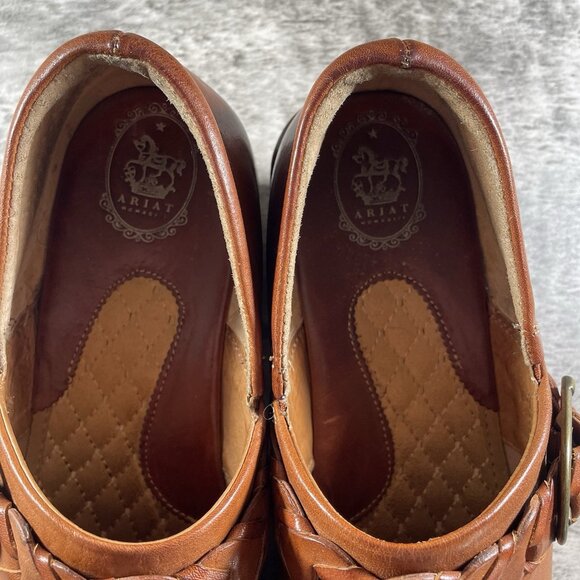 Ariat Womens Amy Braided Buckle cognac Brown Leather Clogs Mules 10012030 Sz 9.5 - Picture 9 of 10